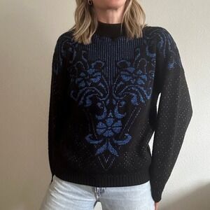 Vintage 80s Metallic Private Eyes Sweater
